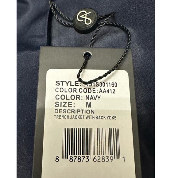 Adrianna Papell Women's Open Front Trench Jacket Blue Back Yoke Collar M NWT - Picture 8 of 10